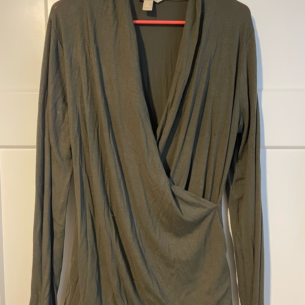 Olive Green Banana Republic Wrap Top